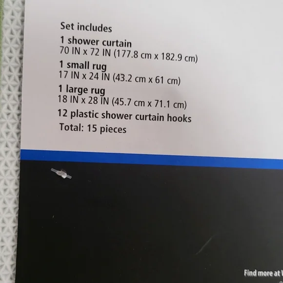 15pc Shower Curtain & Bathroom Accessory Set, Green & White - Picture 12 of 13